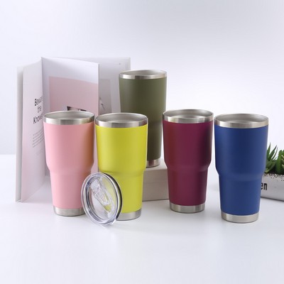 30 Oz. Vacuum Insulated Travel Coffee Tumbler Mug w/Lid & Straw