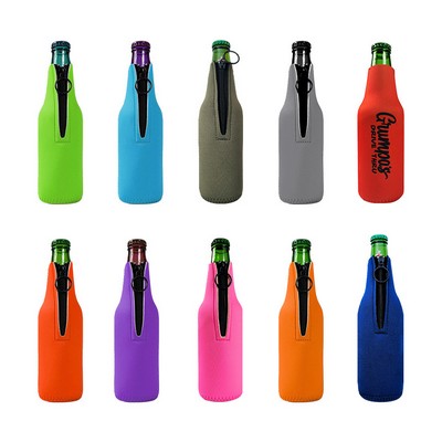 Reusable Custom Color Printing Neoprene Single Beer Bottle Cooler